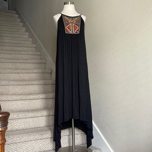 INC Sz L beaded and embroidered shark bite black dress